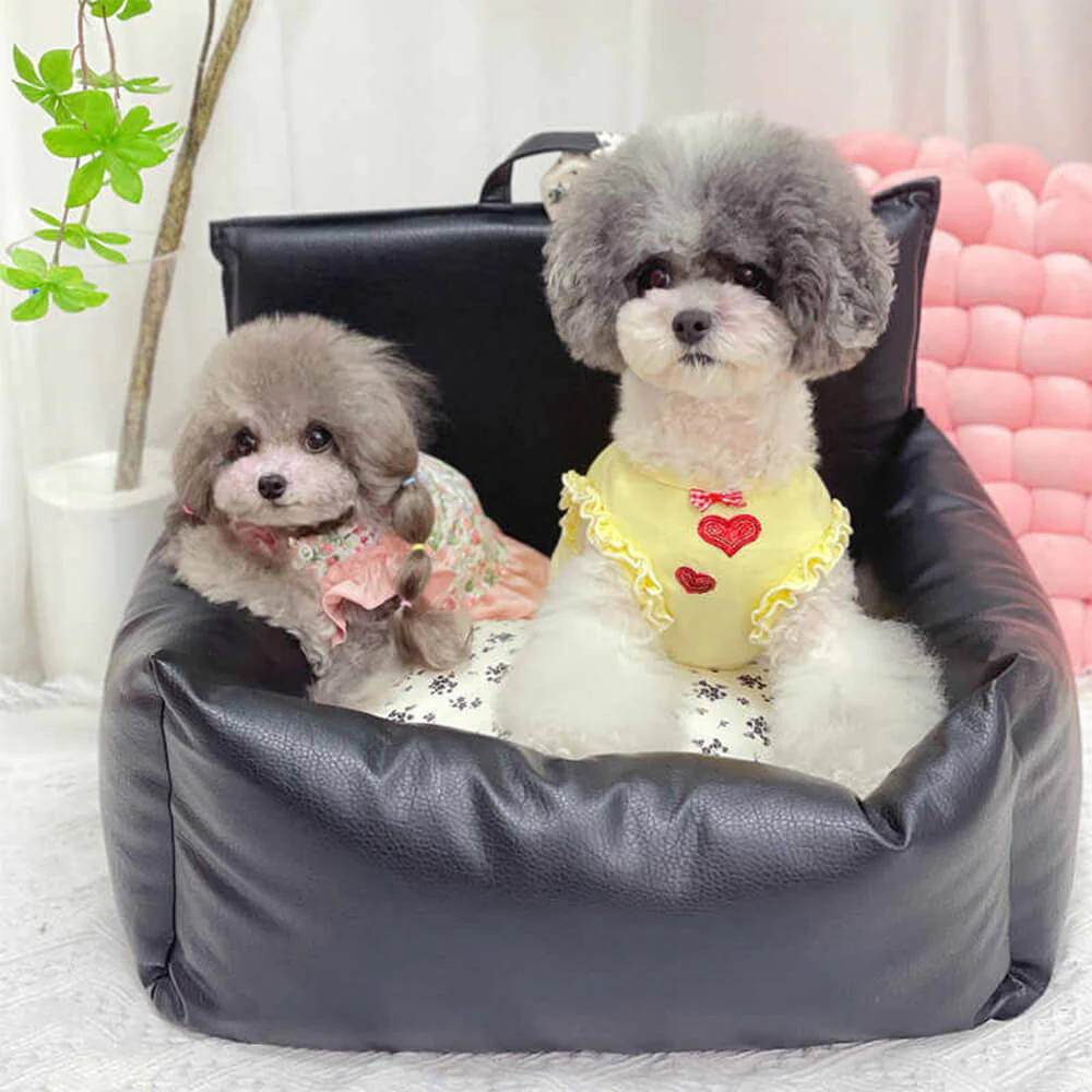 Vintage Floral Faux Leather Waterproof Anti-Scratch Puppy Dog Bed - News Pet Shop
