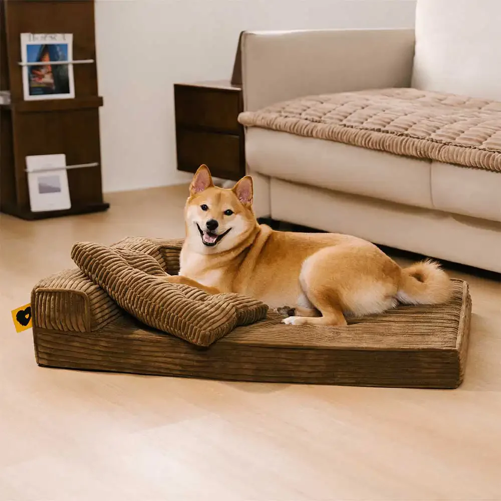 Corduroy Anti-Scratch Removable Orthopedic Dog Bed with Pillow - ComfySofa - News Pet Shop