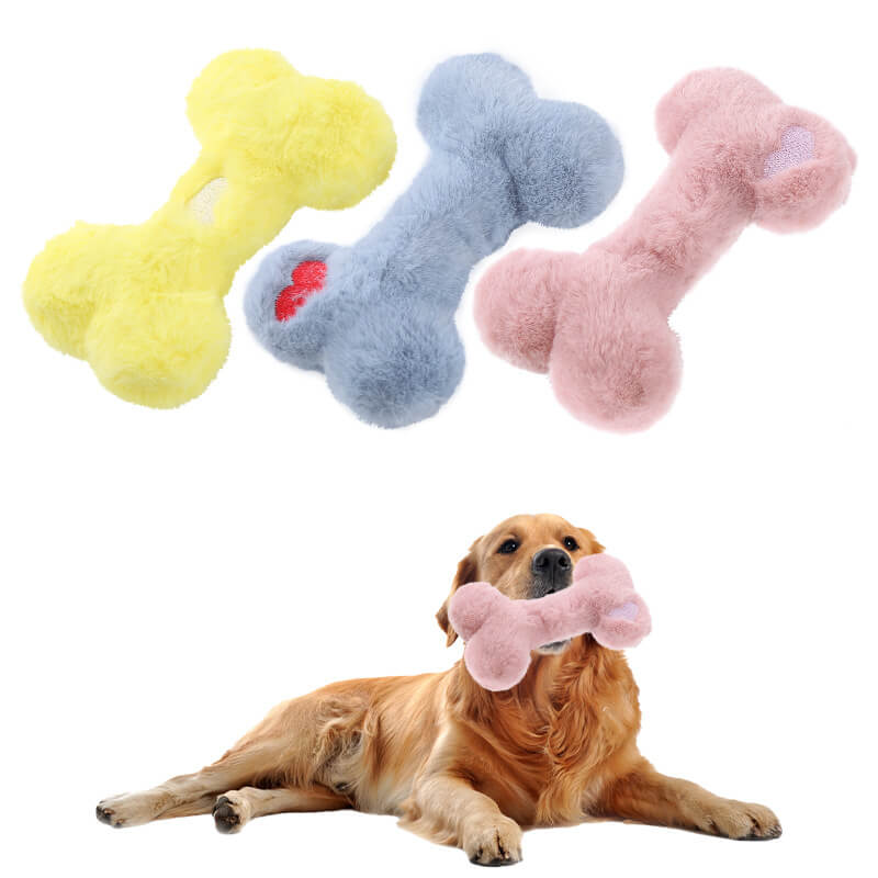 Funny Bone Squeaky Plush Toy Dog Chew Toy - News Pet Shop