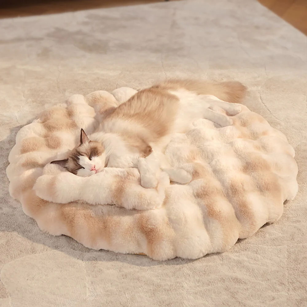 Faux Fur Warmth-Retaining Round Dog & Cat Mat with Pillow - News Pet Shop