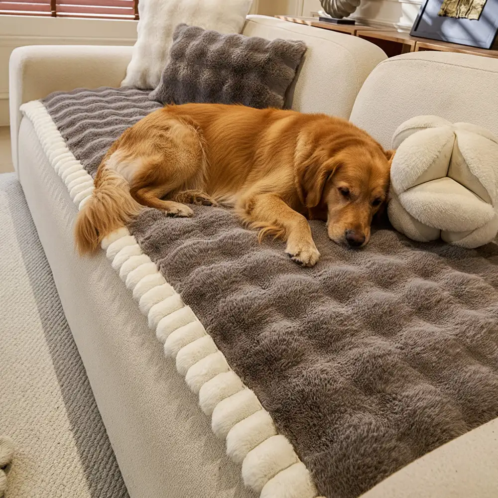 Soft Faux Rabbit Plush Thick Skin-Friendly Non-Slip Couch Cover - News Pet Shop