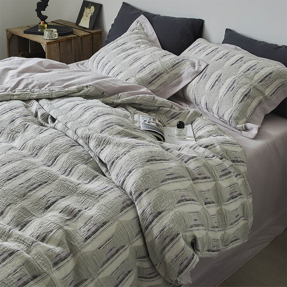 Diamond Jacquard Double-Layer Crinkled Cotton Bed Sheet Set - News Pet Shop