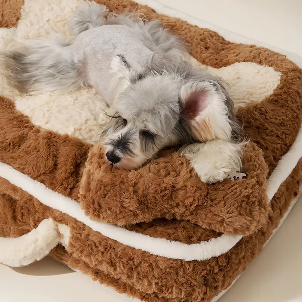 Plush Color-Blocked Creative Bolster Pet Bed - News Pet Shop