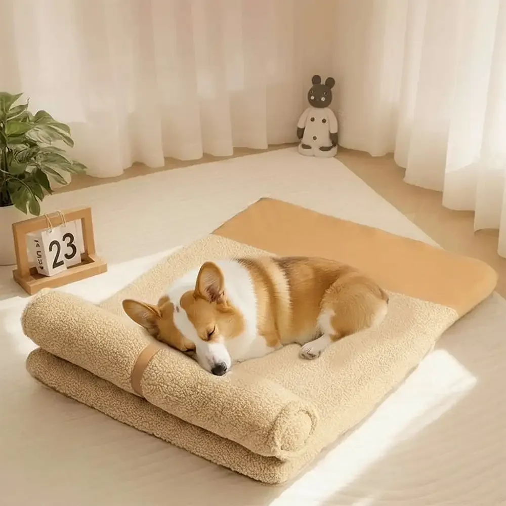 Teddy Fluffy Deep Sleep Large Space Pillow Dog Bed - Honey Amber - News Pet Shop
