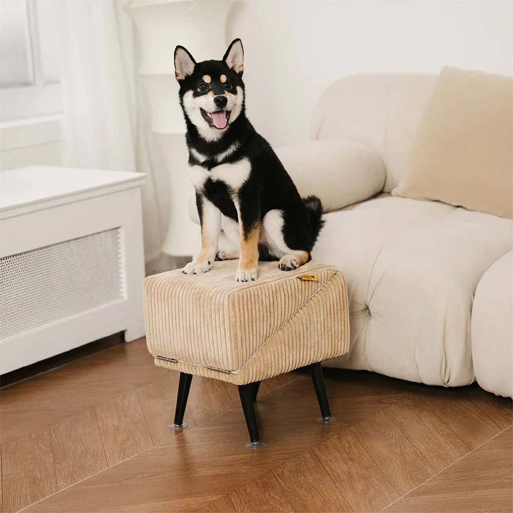 3-in-1 Comfy Corduroy Reinforced Alloy Pet Ramp & Side Stool  C StepSure - News Pet Shop