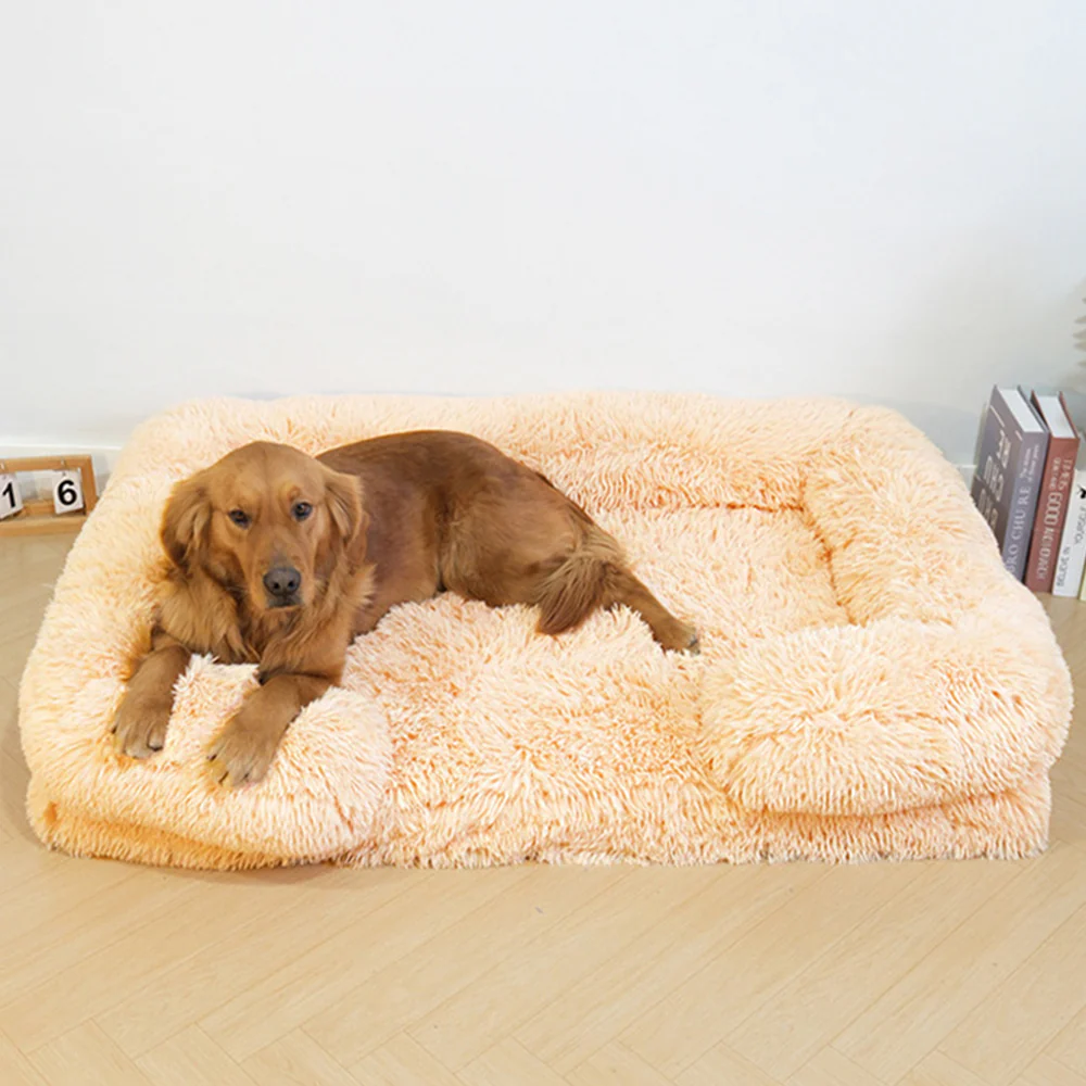 Long Plush - Square Surround Support Deep Sleep Dog Bed - News Pet Shop