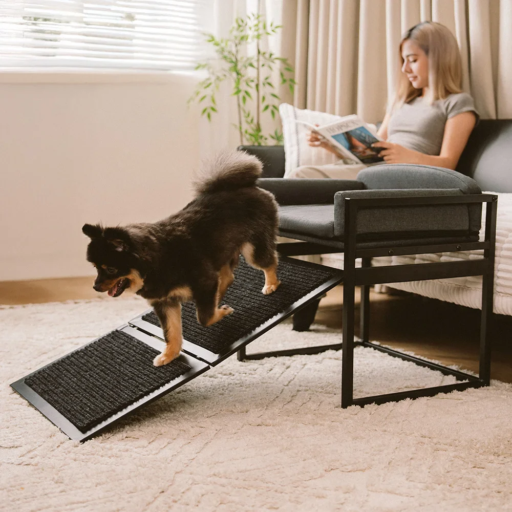 Elevated Pet Sofa Bed with Stairs Ramp for Bedside Lounge or Dog Window Perch - News Pet Shop