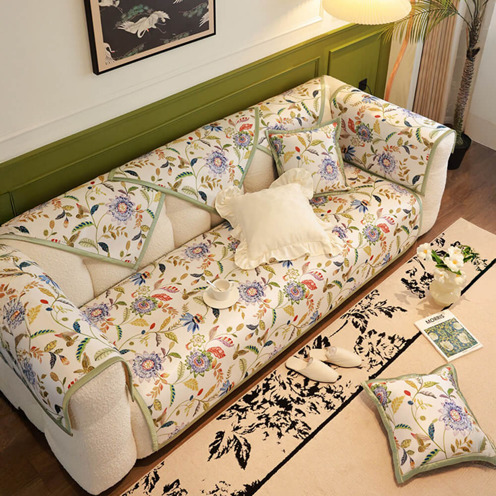 All-Season Cooling Pastoral Floral Couch Cover - News Pet Shop