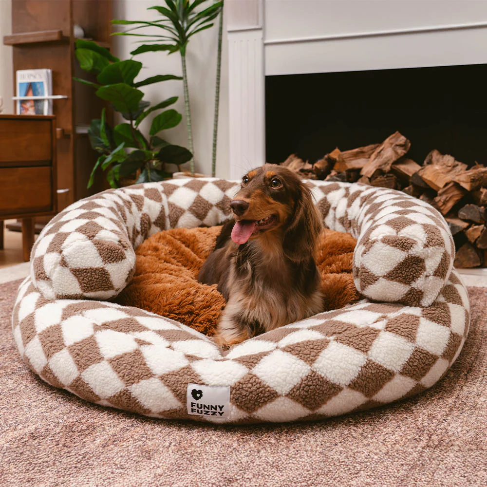 Classic Argyle Washable Bolster Donut Dog Bed - Cozy Haven - News Pet Shop