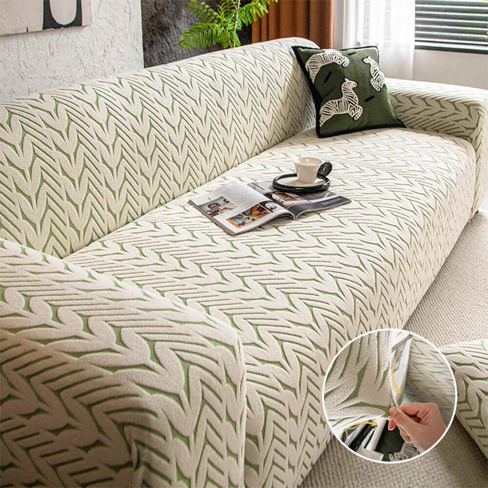 Textured Wheat Ear Pattern Jacquard Fleece Magic Couch Cover - News Pet Shop