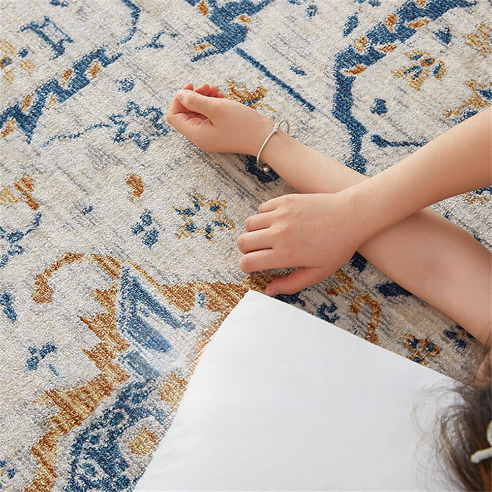 Vintage Blue & Cream Pet-Friendly Area Rug - Timeless Elegance for Your Home - News Pet Shop