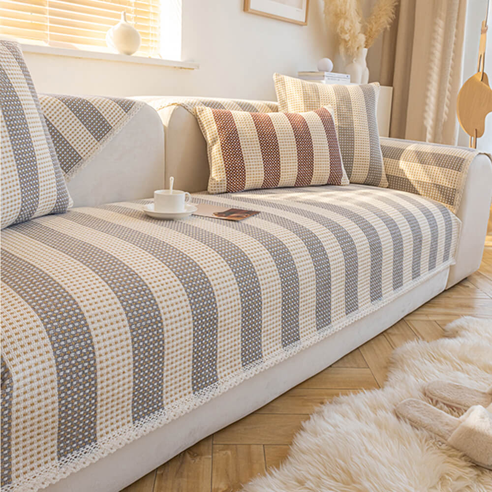 Cotton Linen Stripe Anti-scratch Furniture Protector Couch Cover - News Pet Shop