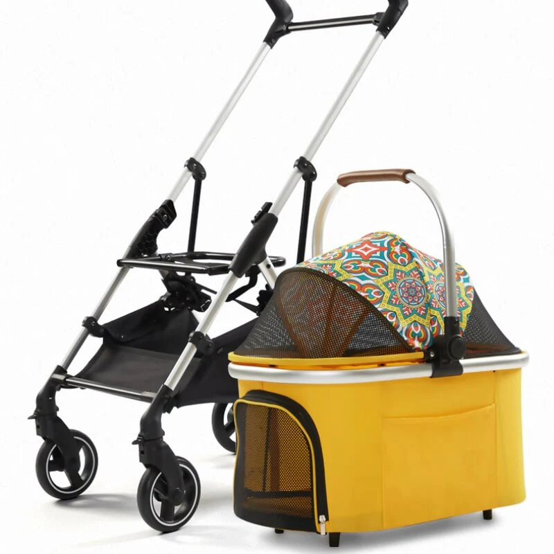 Multifunctional 2-in-1 Aluminum Alloy Pet Stroller - Ultra-Light & Detachable for Puppies - News Pet Shop
