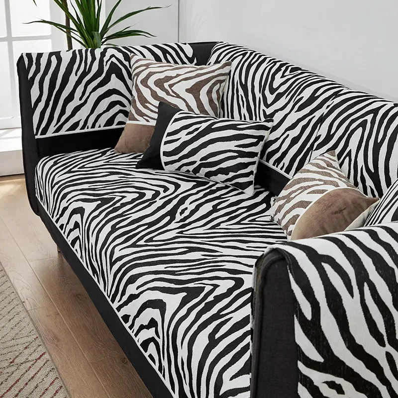Wild Zebra Print Chenille Furniture Protector Couch Cover - News Pet Shop