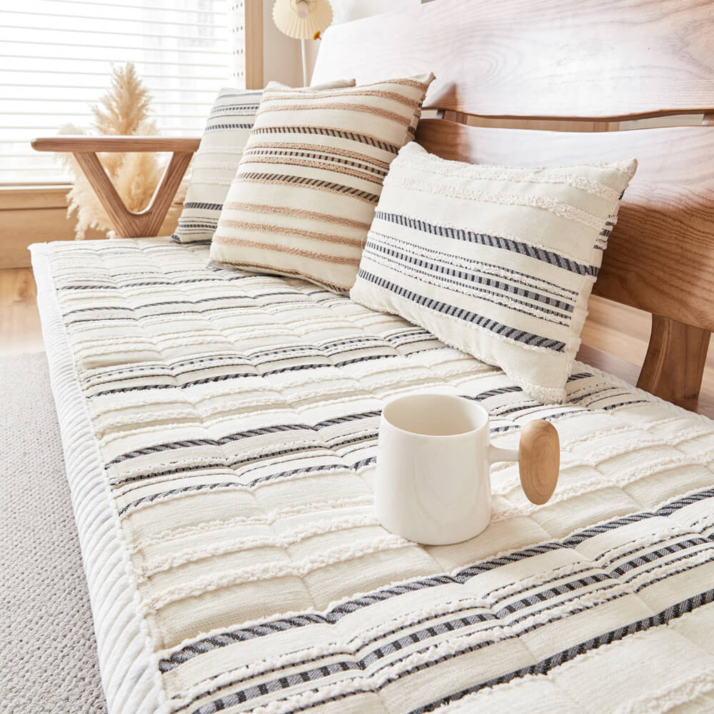 Cozy Chenille Striped Plush Sofa Protector Pet Mat Non-slip Couch Cover - News Pet Shop