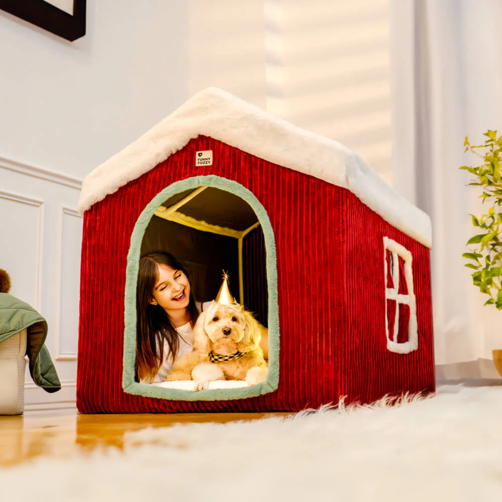 Christmas Snow House Cozy Warmth Large Dog House - News Pet Shop