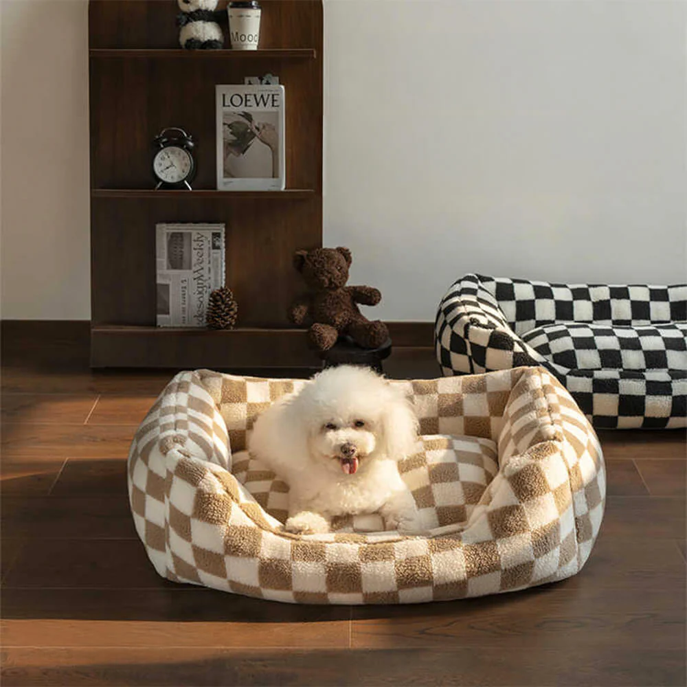 Stylish Checkerboard Warmth Removable Washable  Dog Sofa Bed - News Pet Shop