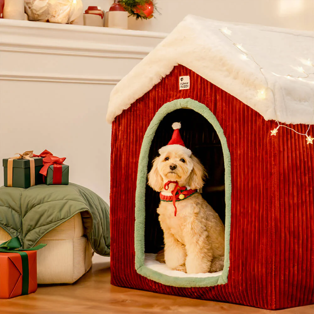 Christmas Snow House Cozy Warmth Large Dog House - News Pet Shop