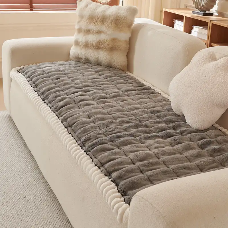 Solid-Color Fluffy Sofa Decor Thickened Couch Cover - News Pet Shop