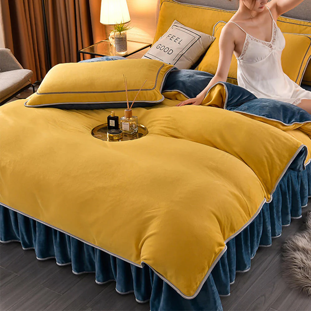 Luxury Extra Thick Warm Solid Color Milk Fleece Bed Sheet Set - News Pet Shop
