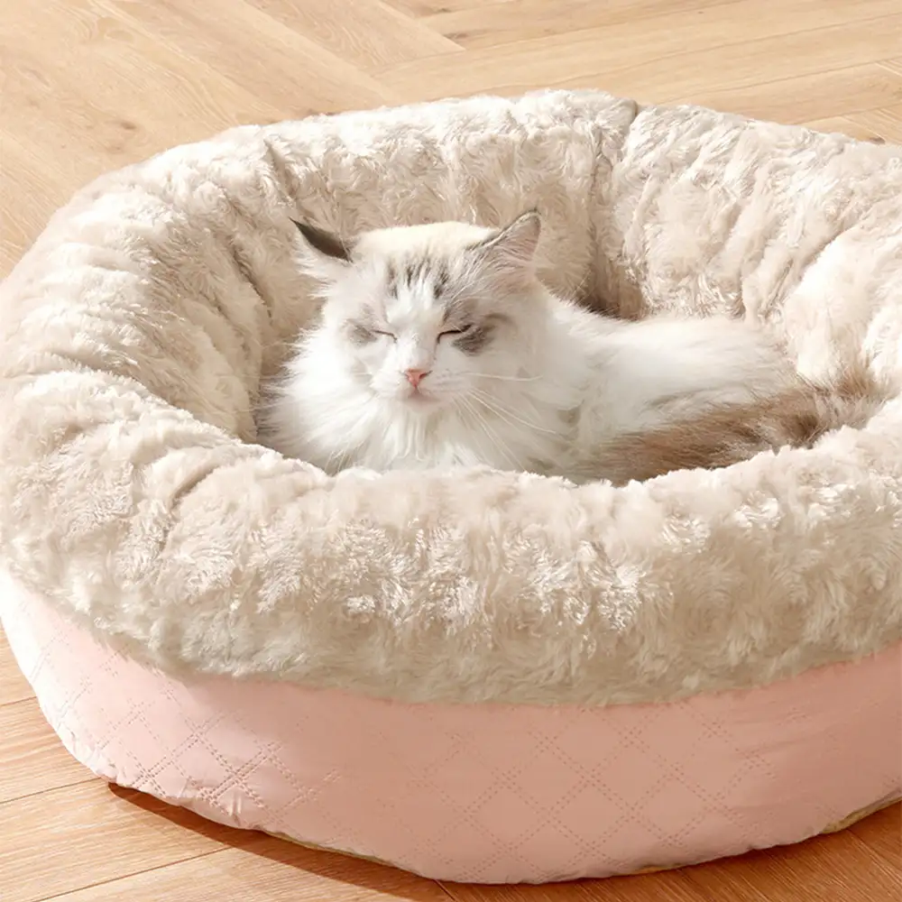 Fluffy Faux Rabbit Fur Warm Donut Dog & Cat Bed - News Pet Shop