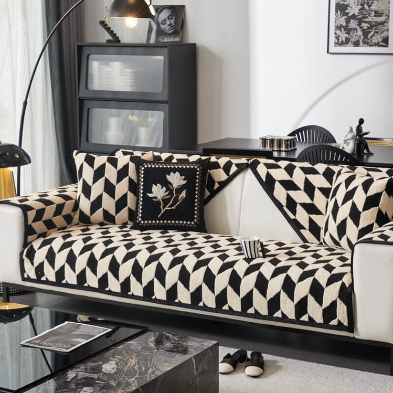 Modern Diamond Plush Sofa Decoration Non-Slip Couch Cover - News Pet Shop