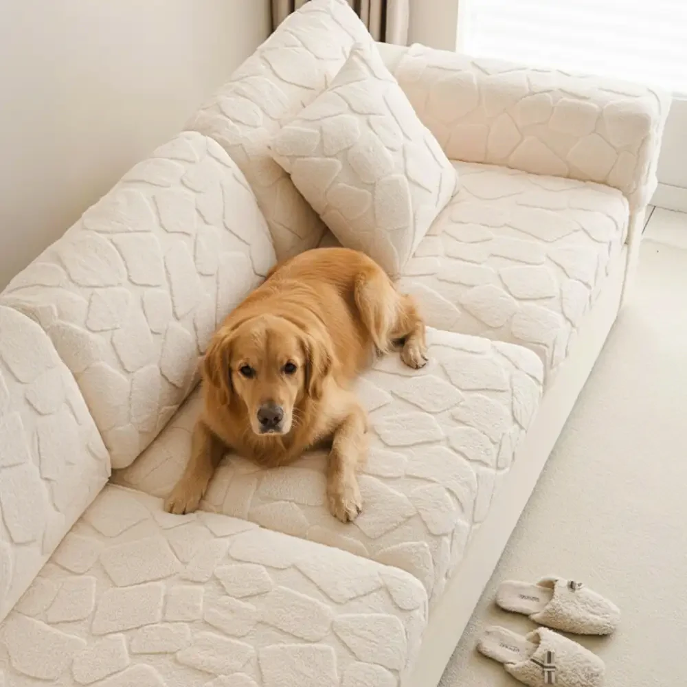Plush Stone-Shaped Creative Texture Stretch Universal Fully Fitted Couch Cover - News Pet Shop