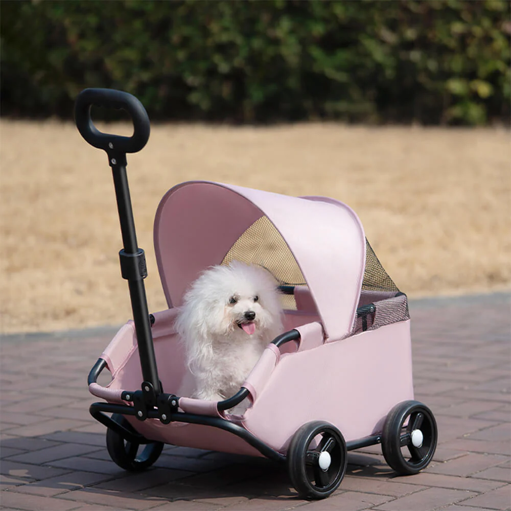 Lightweight Compact Foldable Small Dogs Pet Stroller with Sunshade Canopy - News Pet Shop