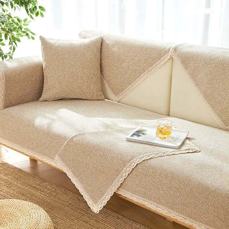 Hand-woven Cotton Linen Non-slip Couch Cover for All Seasons - News Pet Shop