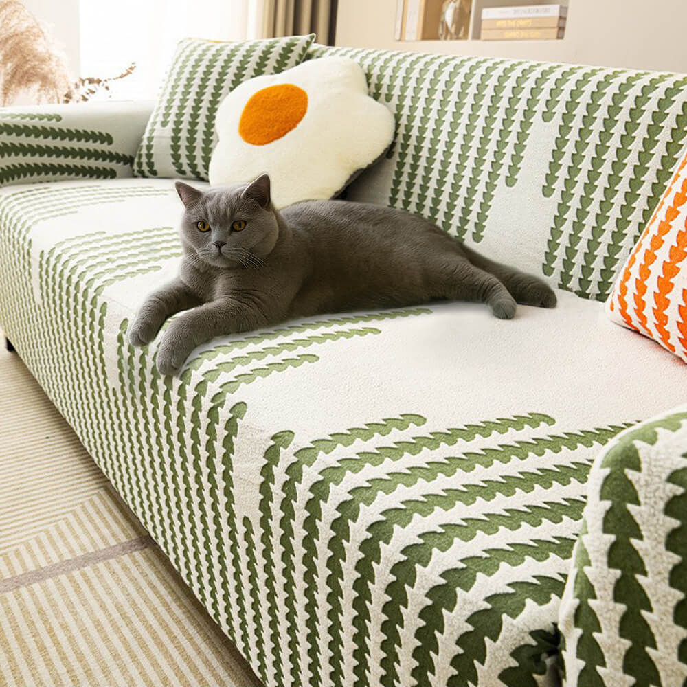 Herringbone Cozy Full-Wrap Stretch Magic Couch Cover - News Pet Shop
