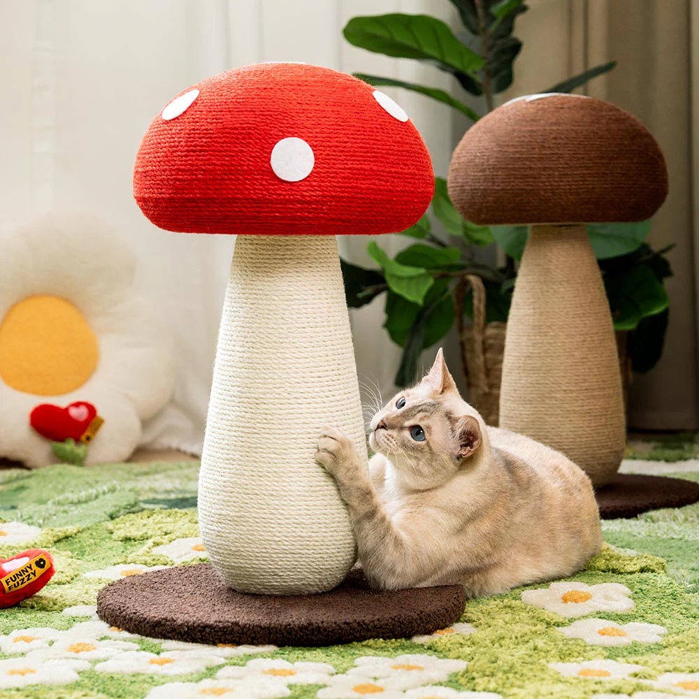 Handcrafted Mushroom-Shaped Natural Sisal Scratching Post for Large Cats - News Pet Shop