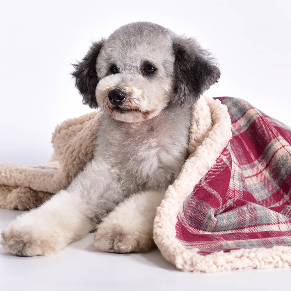 Warm Cozy Plaid Sherpa Fleece Thickened Blanket for Dogs and Cats - News Pet Shop