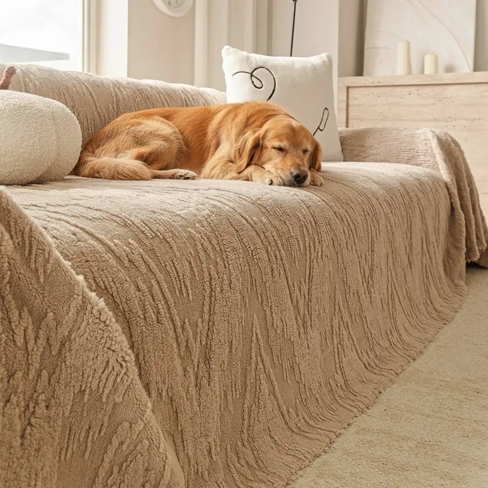 Luxury Nordic Jacquard Fleece Thickened Anti-Scratch Couch Cover - News Pet Shop