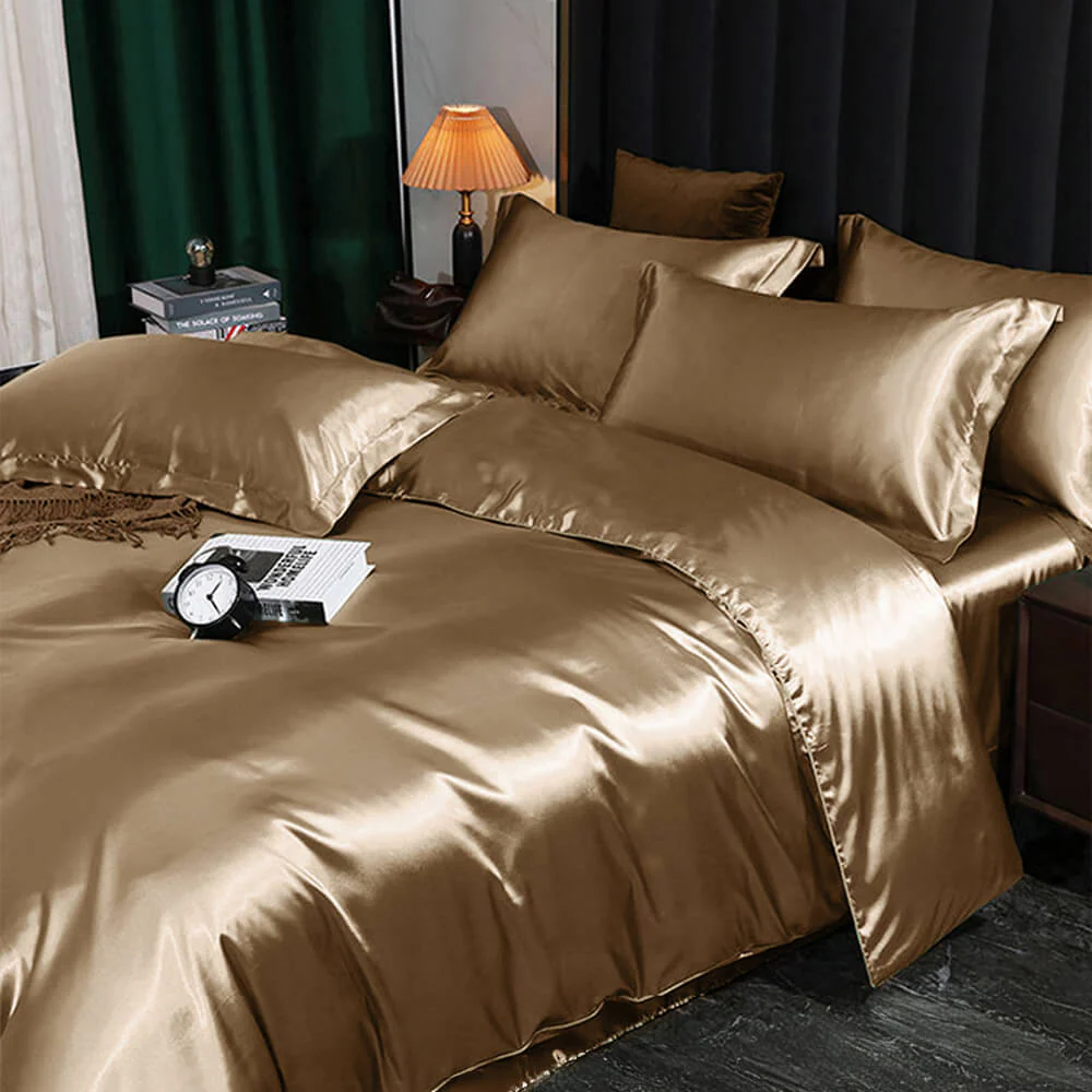 Luxurious Cooling Glossy Double-Sided Satin Bed Sheet Set - News Pet Shop