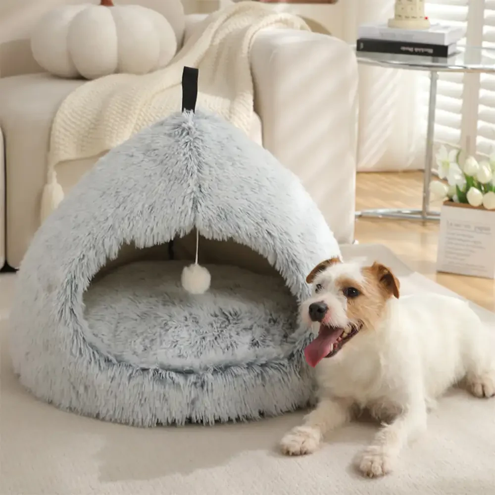 Warm Plush Cozy Hideaway Cat Cave Dog Bed - News Pet Shop