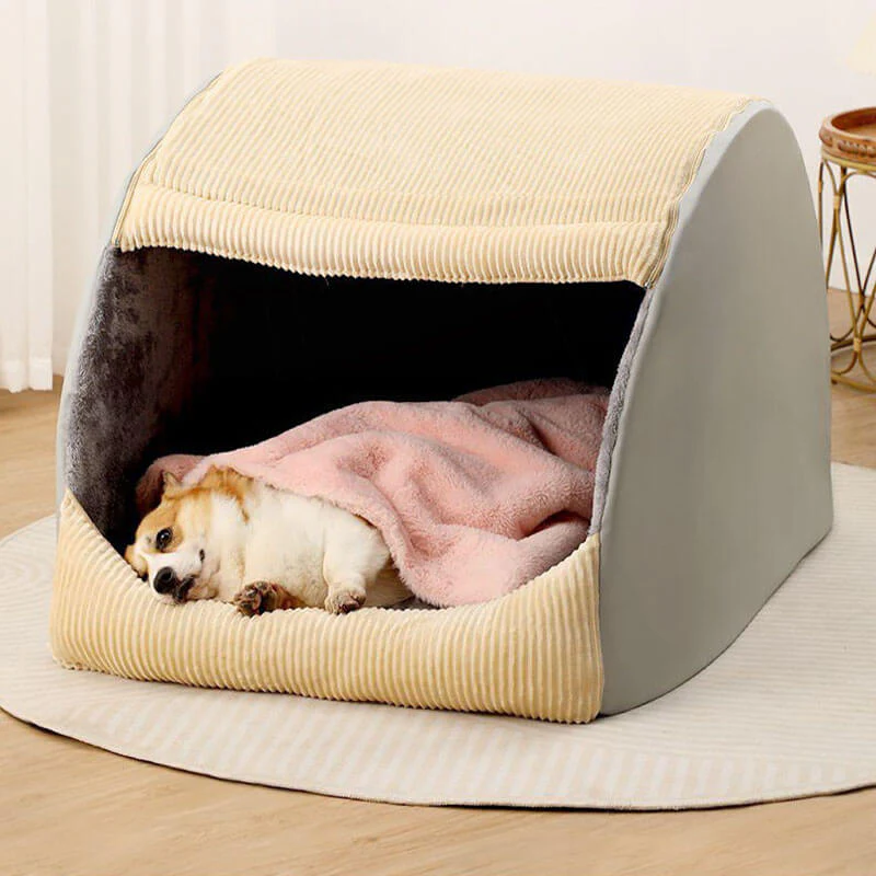 Warm Flannel Detachable Semi-Enclosed Large Dog Tent Bed - News Pet Shop