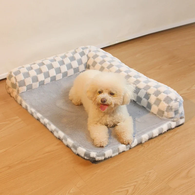 Chequerboard Soft Neck Guard Large Dog Pillow Bed - News Pet Shop