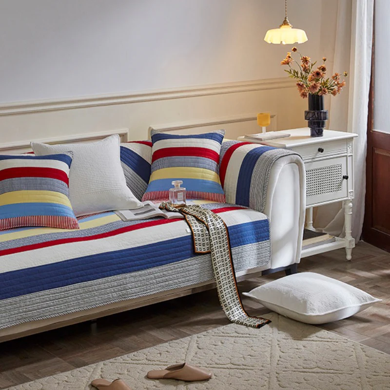 Colorful Striped Quilted Sofa Chic Protector Comfort Couch Cover - News Pet Shop