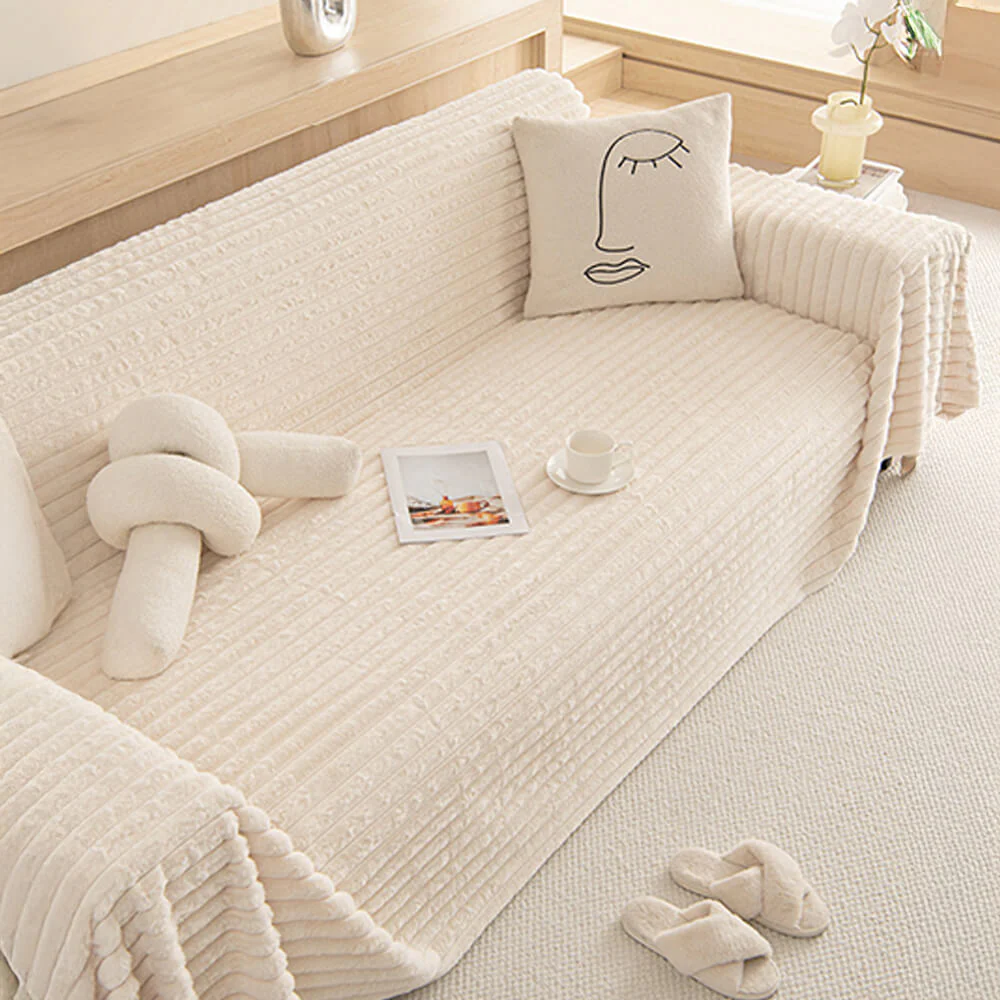 Striped Faux Rabbit Fur Multi Functional One Piece Couch Cover - News Pet Shop