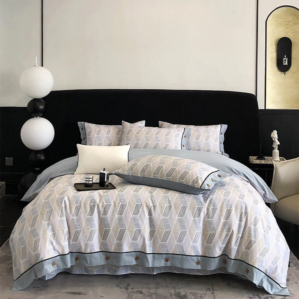 Colorful Geometric Ultra-Soft Brushed Cotton Button Bed Sheet Set - News Pet Shop