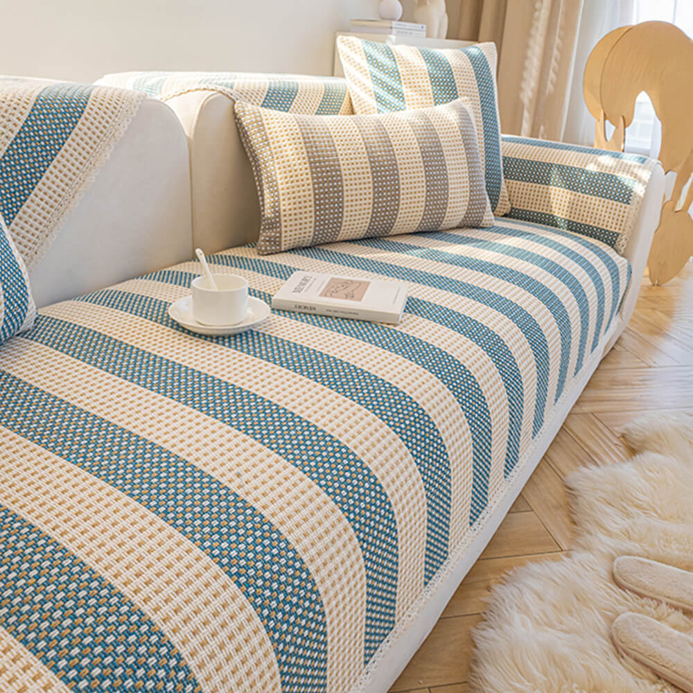 Cotton Linen Stripe Anti-scratch Furniture Protector Couch Cover - News Pet Shop