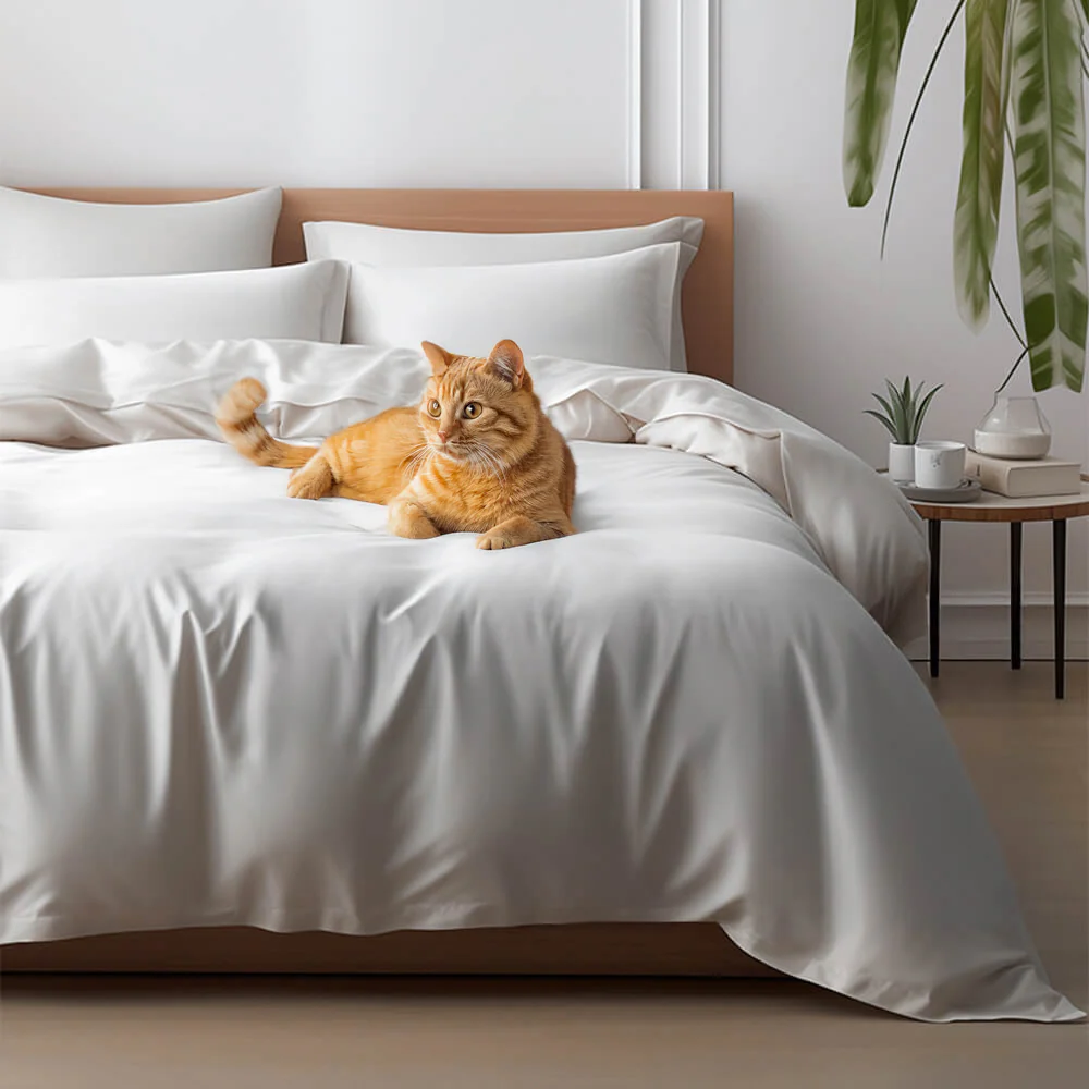 Comfortable Luxury Sateen 100% Bamboo Duvet Cover Bed Sheet Set - News Pet Shop