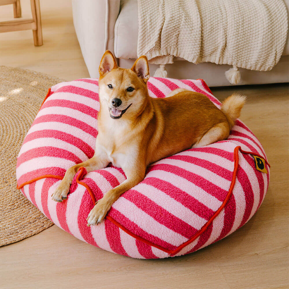 Trendy Striped Pattern Polygonal  Calming Bean Bag Dog Bed - News Pet Shop
