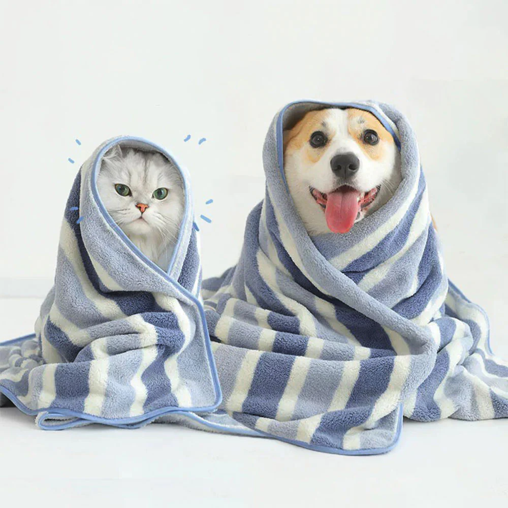 Striped Absorbent Drying Thickened Soft Dog & Cat Bath Towel - News Pet Shop