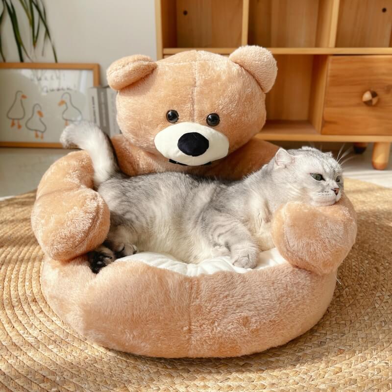 Cute Detachable Cuddle Bear Cat Bed - News Pet Shop