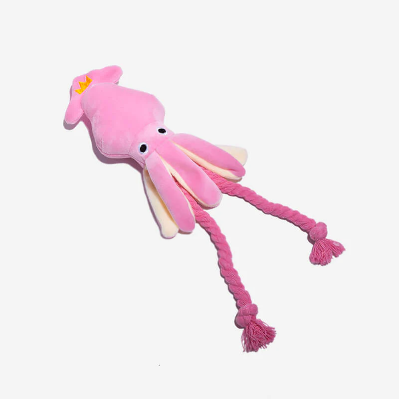 Pink Squid Squeaky Plush Dog Toy - News Pet Shop