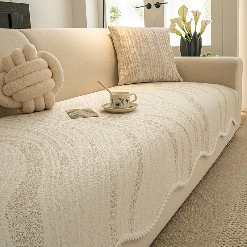 Cool Touch Ice Silk Minimalist Style with Braided Edge Couch Cover - News Pet Shop