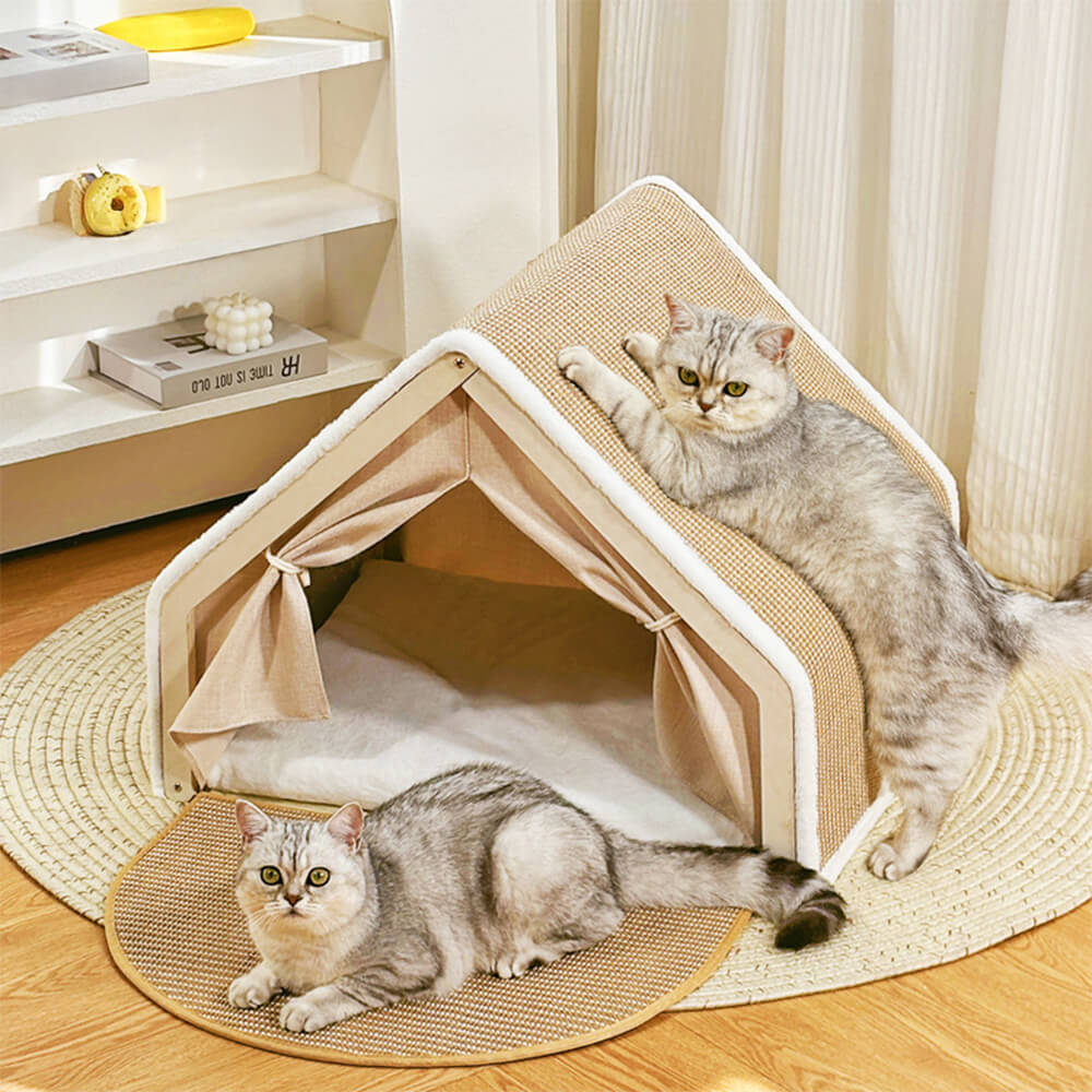 All-in-One Cat Tent with Scratching Roof and Cozy Sleeping Area - News Pet Shop