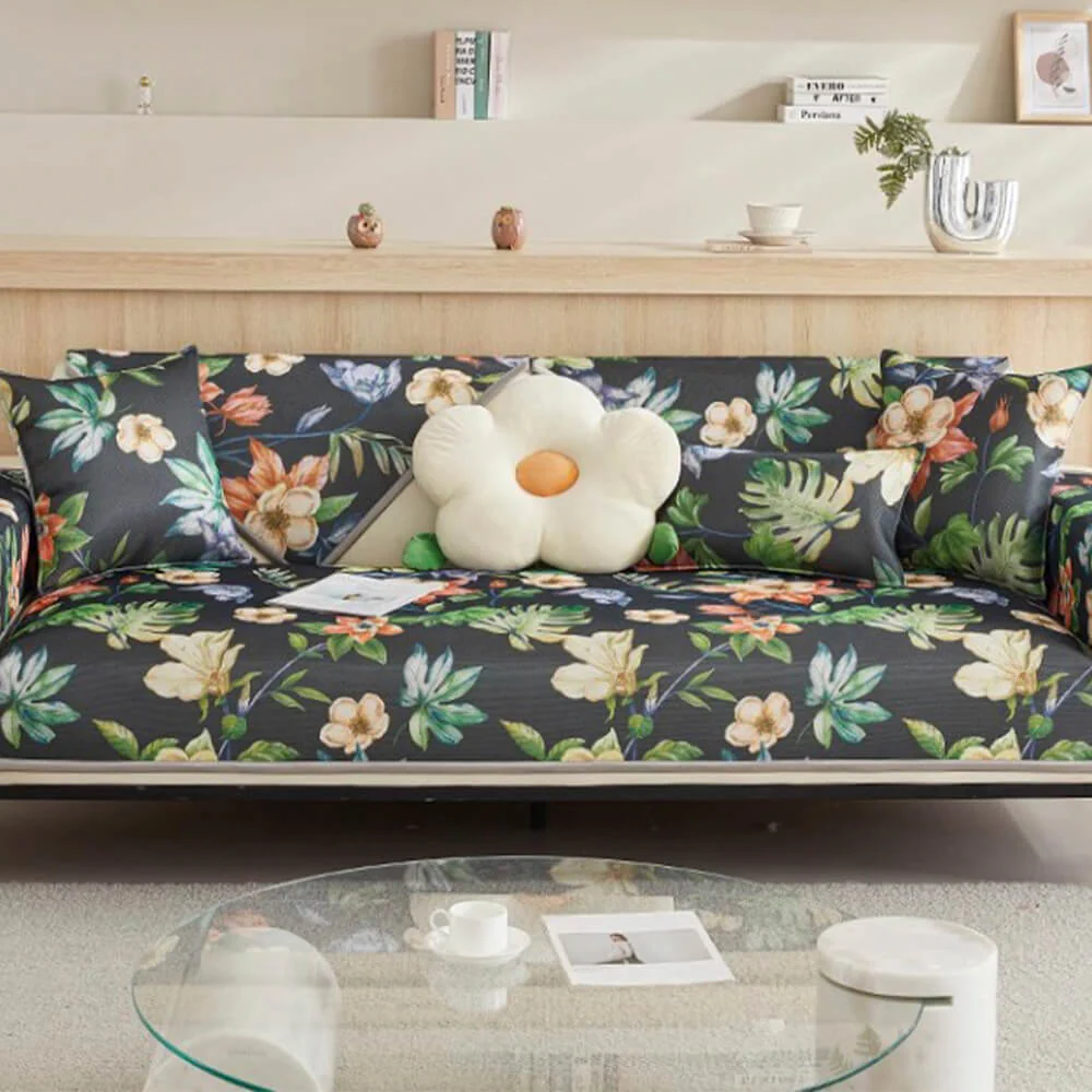 Tropical Leaves Cooling Non-slip Sectional Couch Cover - News Pet Shop