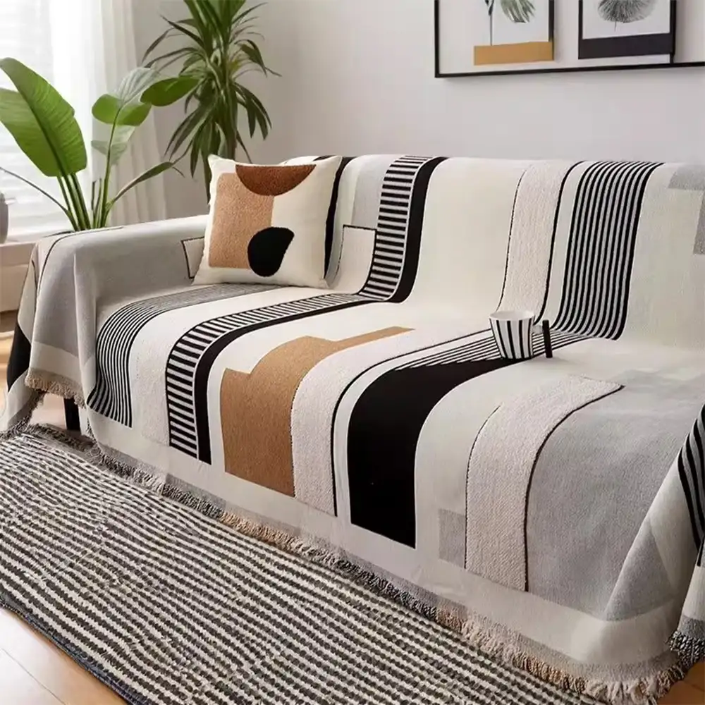 Stripe Art Scratch Resistant Chenille Multifunctional Sofa Protector Couch Cover - News Pet Shop